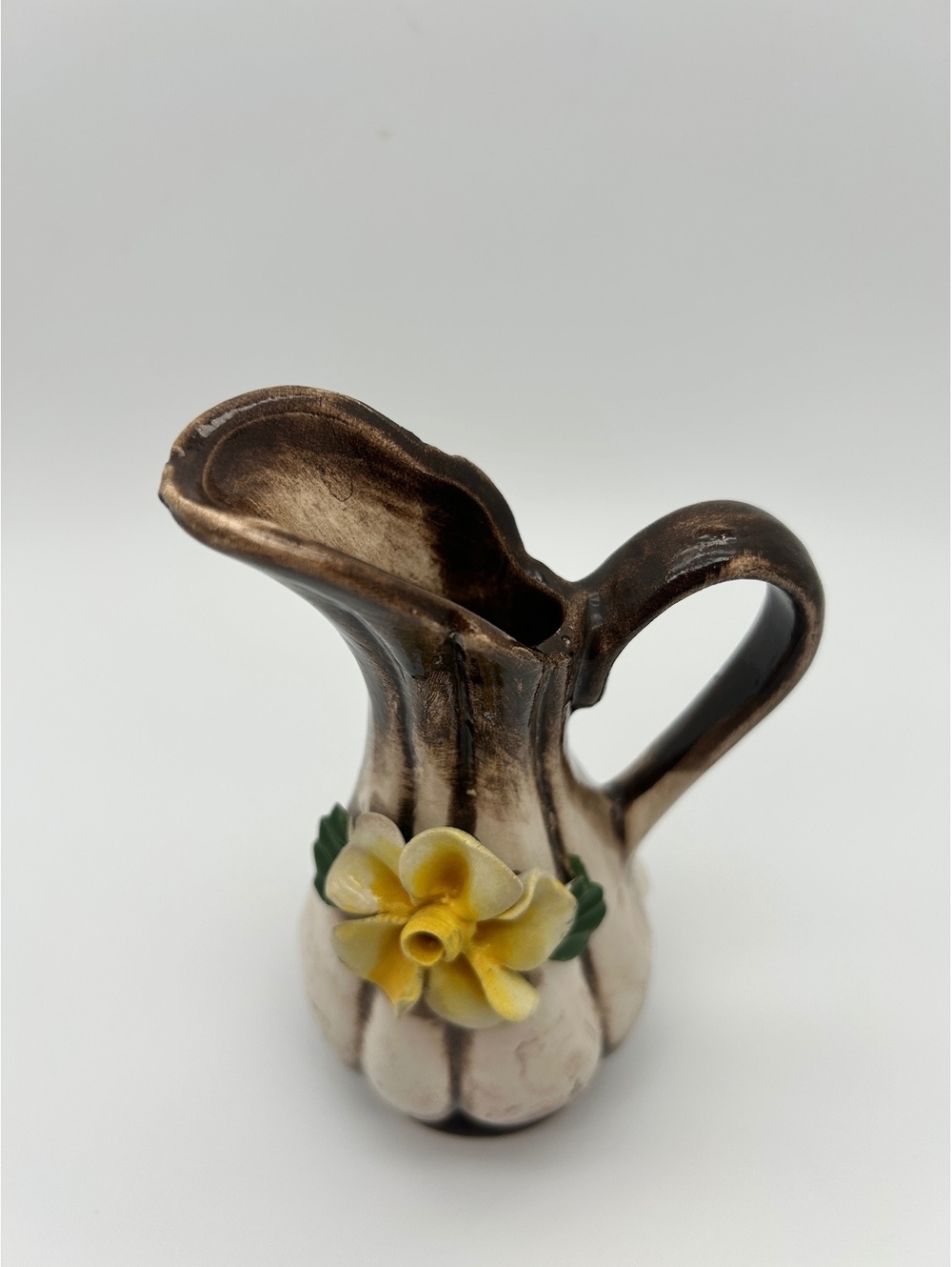 Mini Capodimonte Rustic Pitcher Yellow Flower - Picture 3 of 9